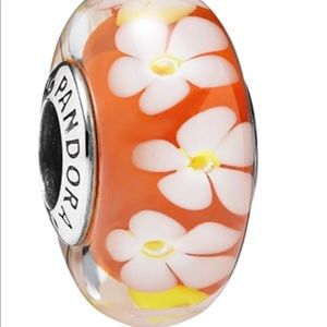 Authentic Pandora Tropical Orange Flower Murano